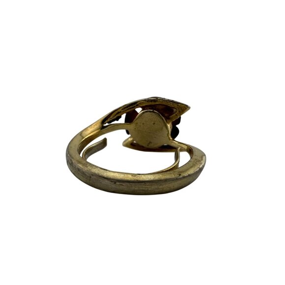 Women's Beautiful Gold Tone Red Rose Flower Ring - Picture 4 of 15